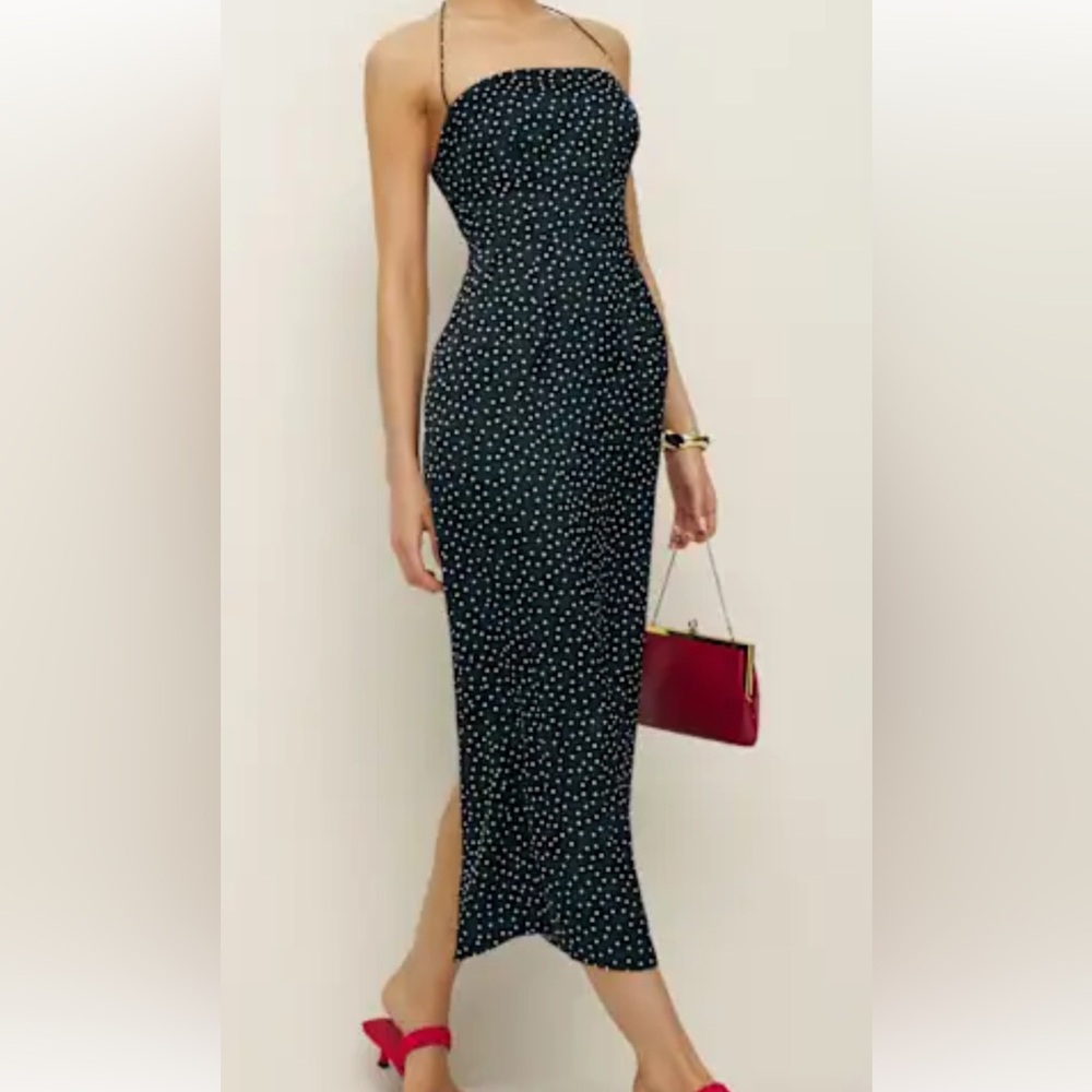 Reformation Lai Satin Dress Black - Size 8